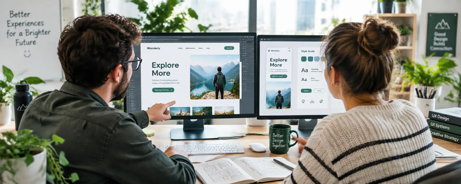 Designers reviewing a website layout